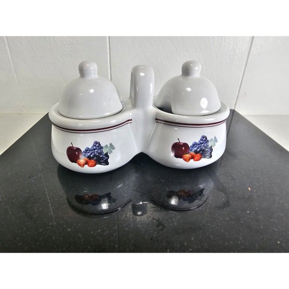 Houston Harvest Gifts Vintage Jam/Jelly Condiments Server Set w/Handle Ceramic - Picture 1 of 7